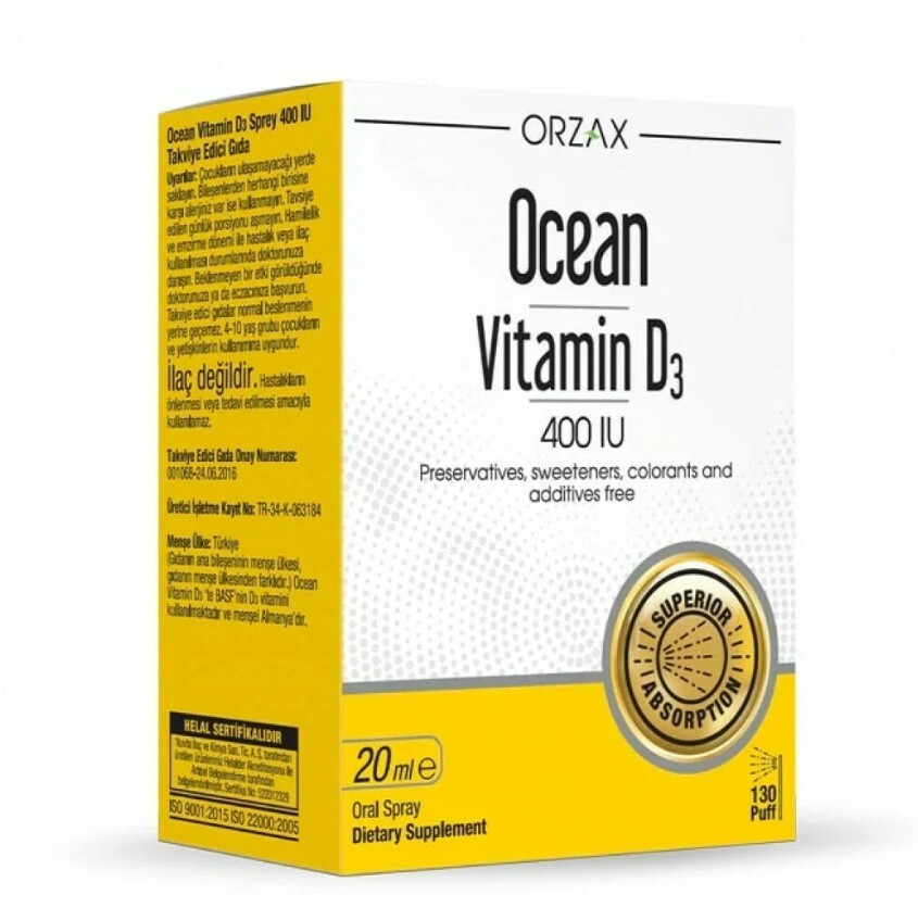 ORZAX VITAMIN D3 SPRAY 400 ME 20 ml